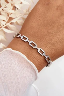 Bransoletki>Glam Chic Bransoletka Damska Zdobiona Cyrkoniami Srebrna