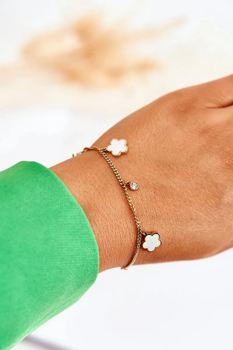 New Bransoletka Na Łańcuszku Z Kwiatami Złoto-Biała Bransoletki