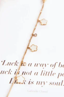 New Bransoletka Na Łańcuszku Z Kwiatami Złoto-Biała Bransoletki