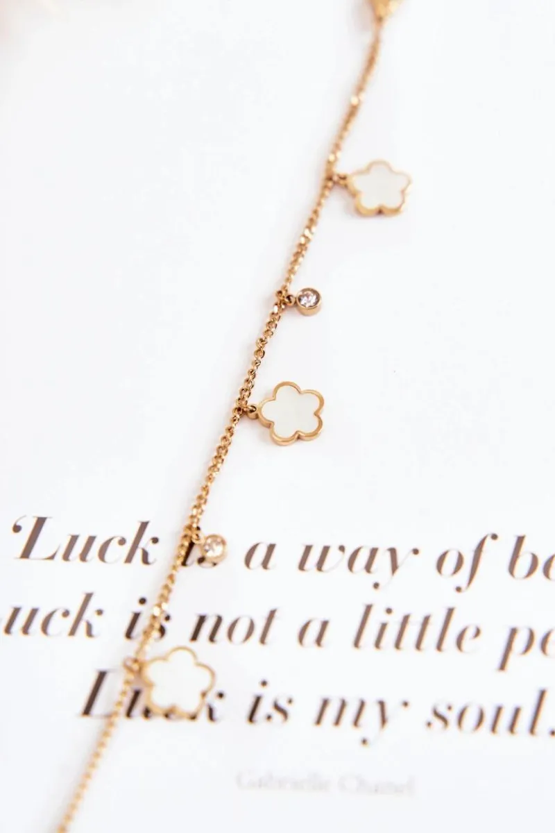 New Bransoletka Na Łańcuszku Z Kwiatami Złoto-Biała Bransoletki