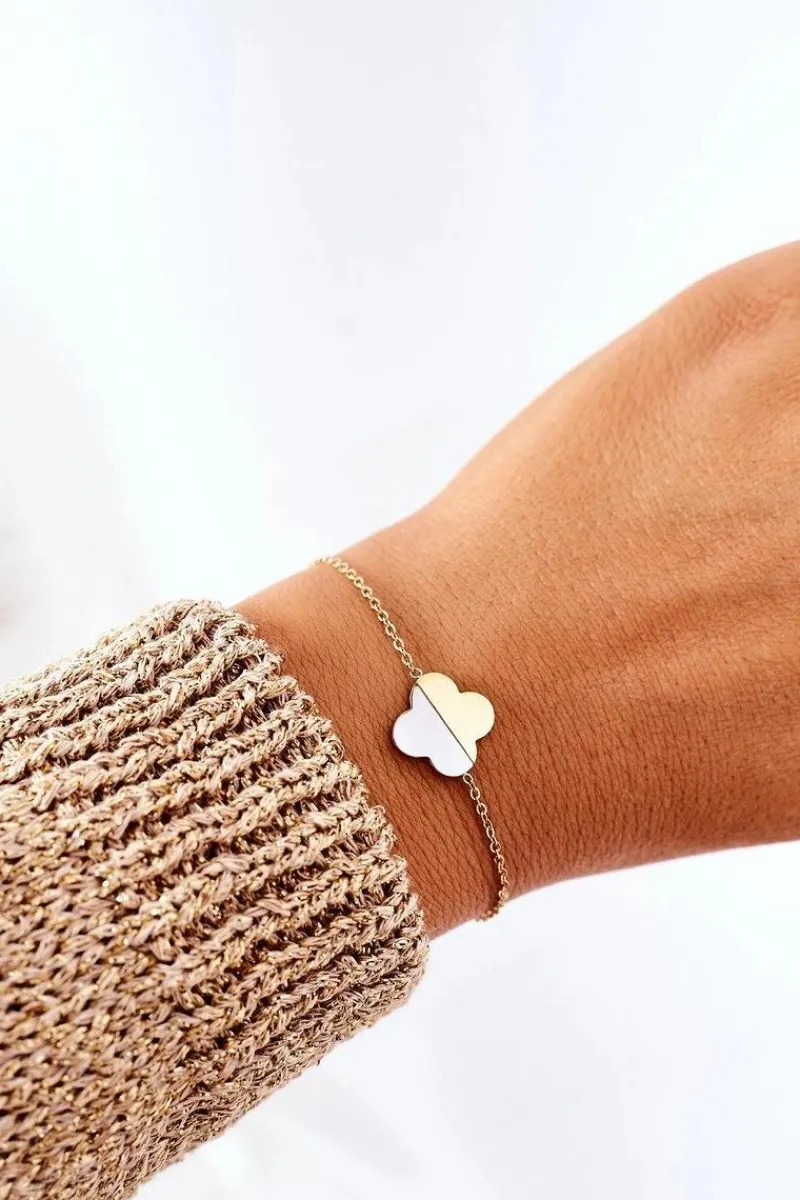 Bransoletki>Glam Chic Bransoletka Na Łańcuszku Z Koniczyną Złota