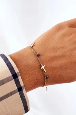 Sale Bransoletka Na Łańcuszku Z Krzyżykami Złota Bransoletki