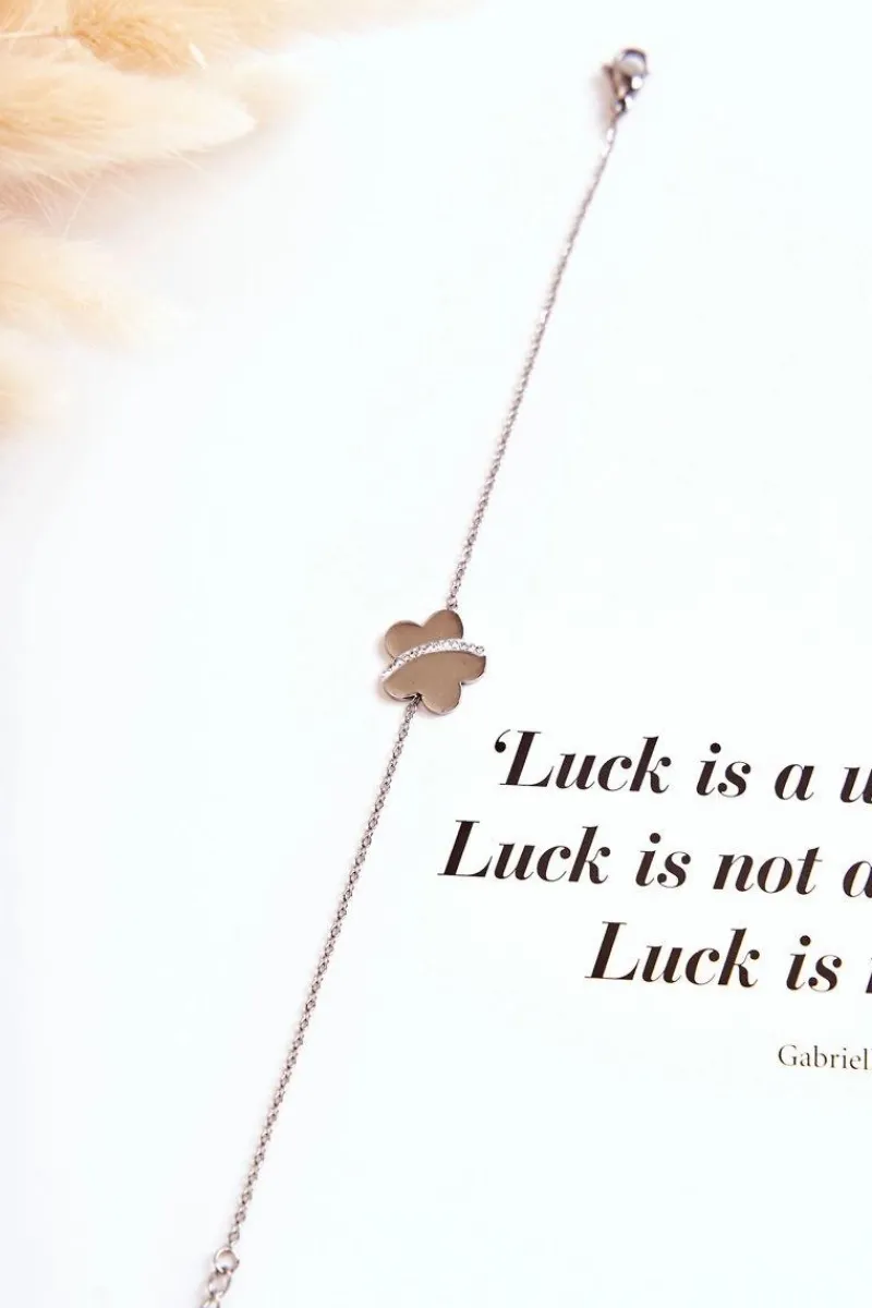 Bransoletki>Glam Chic Bransoletka Na Cienkim Łańcuszku Z Dużym Kwiatem Srebrna