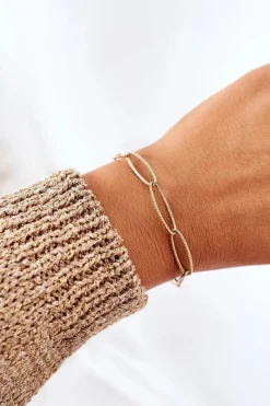 Discount Glam Chic Bransoletka Na Grubym Łańcuszku Złota