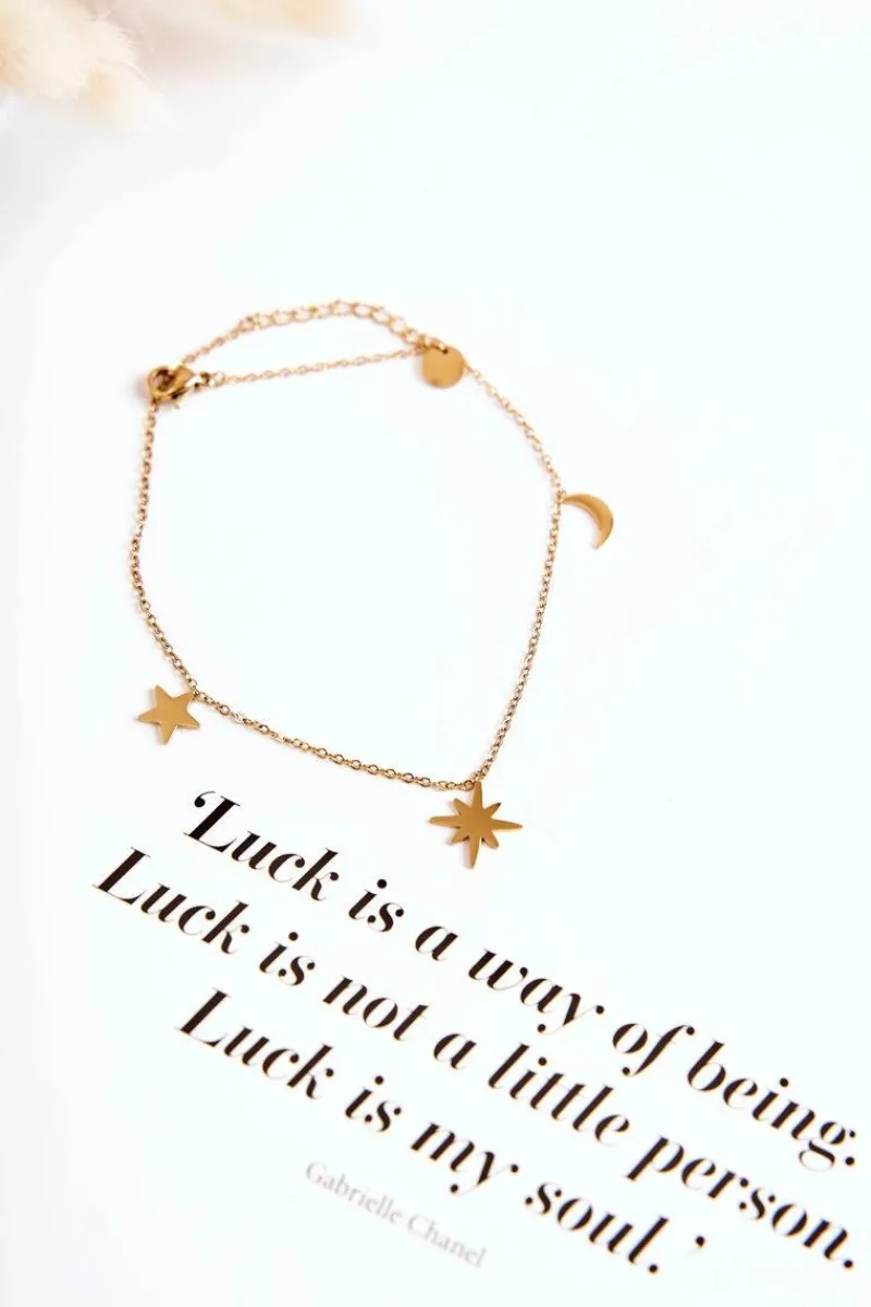 Sale Glam Chic Bransoletka Na Nogę Gwiazdy I Księżyc Złota