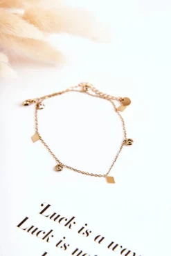 Glam Chic Bransoletka Na Nogę Romby I Cyrkonie Złota