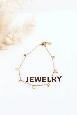 Bransoletki>Glam Chic Bransoletka Na Nogę Z Koniczynkami Złota