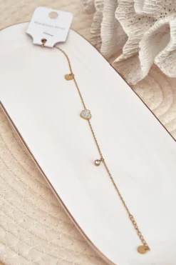 Bransoletki>Glam Chic Bransoletka Na Nogę Z Sercami Złota