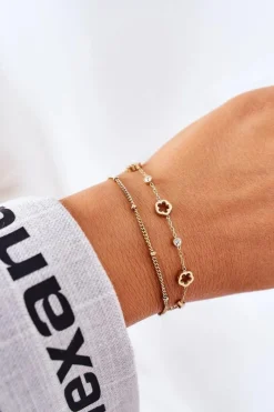 New Glam Chic Bransoletka Na Podwójnym Łańcuszku Złota