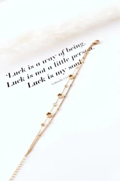 New Glam Chic Bransoletka Na Podwójnym Łańcuszku Złota