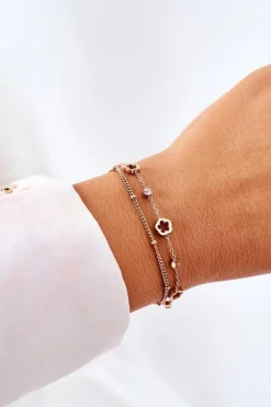 Sale Bransoletka Na Podwójnym Łańcuszku Różowe Złoto Bransoletki