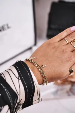 Boto Bransoletka Podwójna Łańcuszek z Zawieszkami Złota Charming