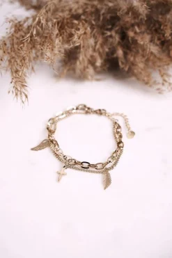 Boto Bransoletka Podwójna Łańcuszek z Zawieszkami Złota Charming