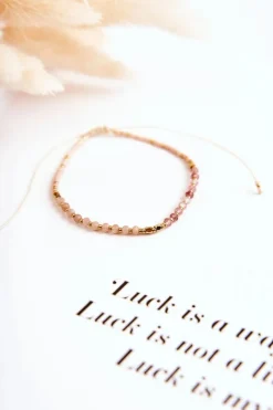 Hot Bransoletka Regulowana Z Koralikami Beżowo-Różowa Bransoletki