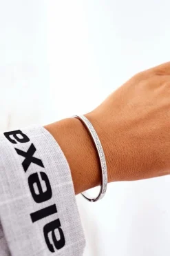 Bransoletki>Glam Chic Bransoletka Stalowa Z Cyrkoniami Srebrna