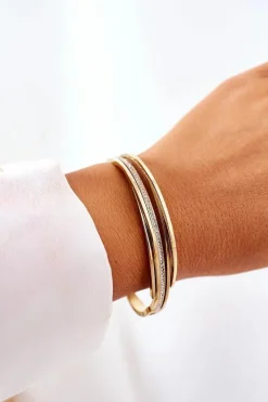 Bransoletki>Glam Chic Bransoletka Stalowa Z Cyrkoniami Złota