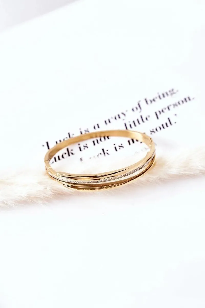 Bransoletki>Glam Chic Bransoletka Stalowa Z Cyrkoniami Złota