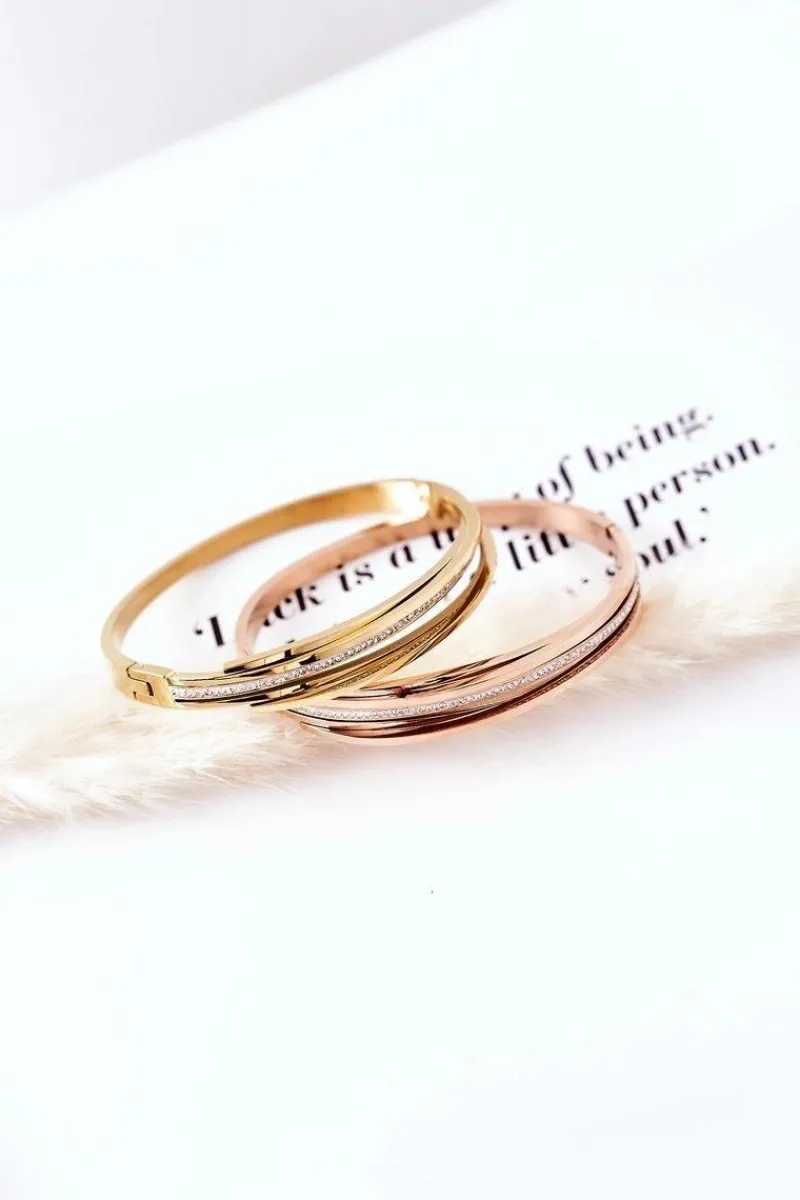 Bransoletki>Glam Chic Bransoletka Stalowa Z Cyrkoniami Złota