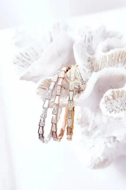 Discount Bransoletka Stalowa Z Cyrkoniami I Perłą Różowe Złoto Bransoletki