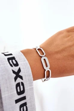 Bransoletki>Glam Chic Bransoletka Stalowa Z Cyrkoniami Srebrna