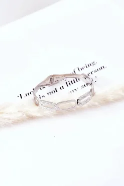 Bransoletki></noscript>Glam Chic Bransoletka Stalowa Z Cyrkoniami Srebrna