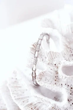 Best Glam Chic Bransoletka Stalowa Z Cyrkoniami I Perłą Srebrna