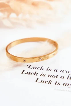 Bransoletki>Glam Chic Bransoletka Stalowa z Cyrkoniami Złota Lauren