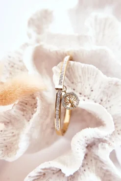 Glam Chic Bransoletka Stalowa z Cyrkoniami Drzewo Życia Złota Alive