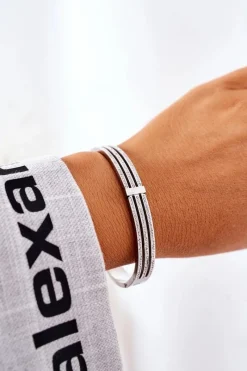 Bransoletki>Glam Chic Bransoletka Stalowa z Cyrkoniami Srebrna