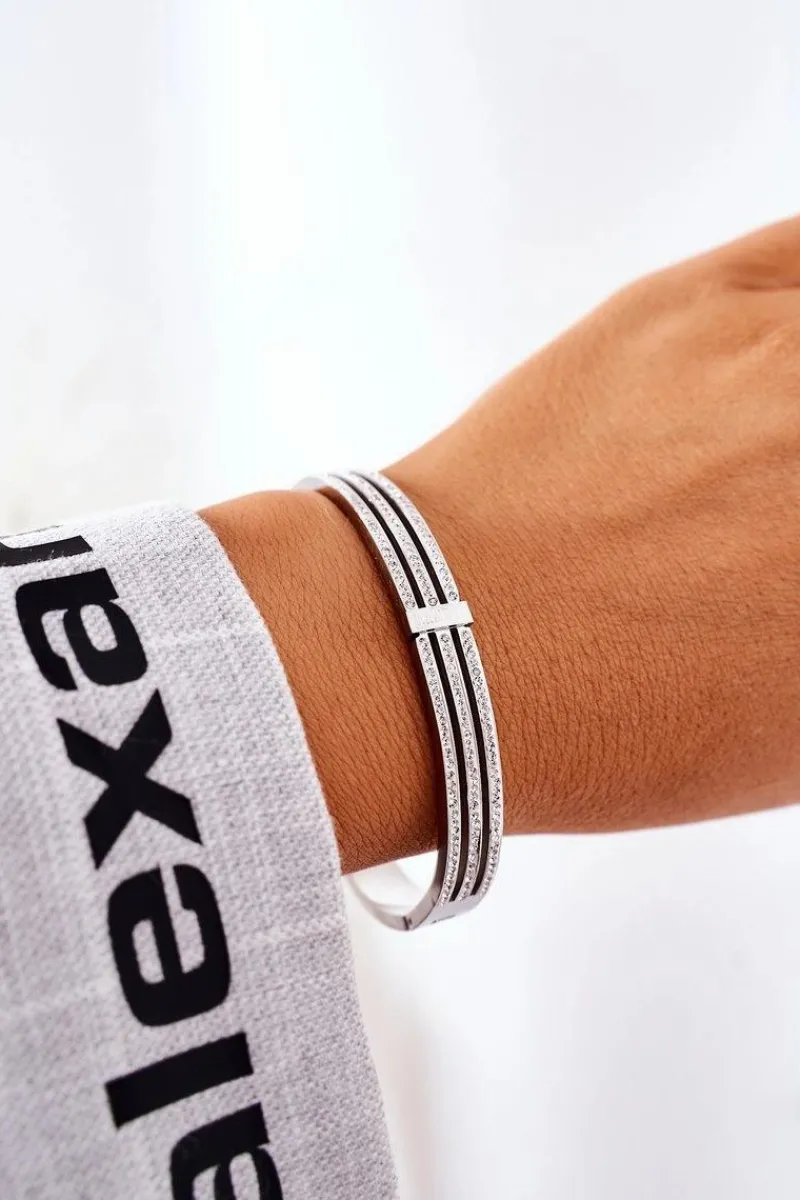 Bransoletki>Glam Chic Bransoletka Stalowa z Cyrkoniami Srebrna