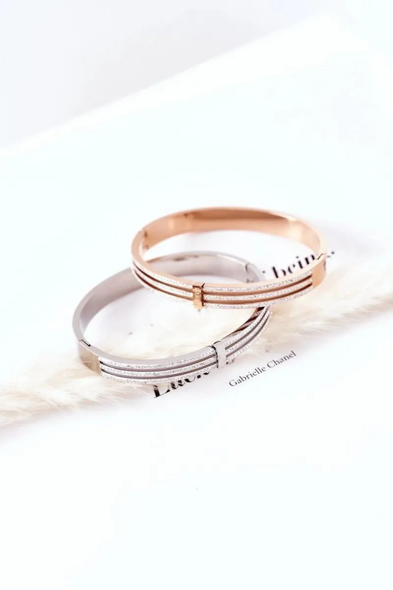 Bransoletki>Glam Chic Bransoletka Stalowa z Cyrkoniami Srebrna