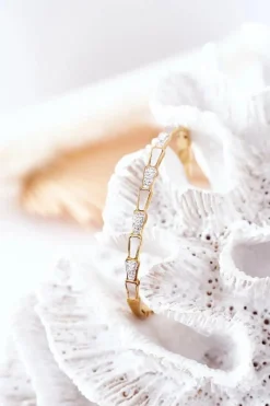 Bransoletki>Glam Chic Bransoletka Stalowa Z Cyrkoniami I Perłą Złota