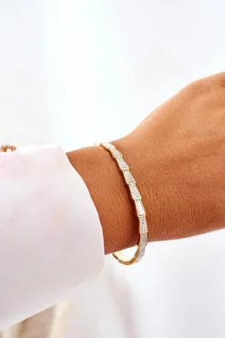 Bransoletki>Glam Chic Bransoletka Stalowa Z Cyrkoniami I Perłą Złota