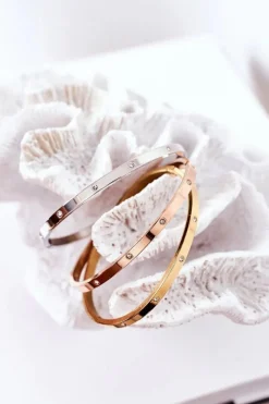 Online Glam Chic Bransoletka Stalowa Z Cyrkoniami Srebrna