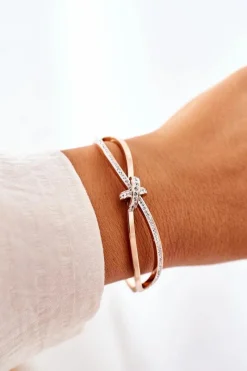 Outlet Boto Bransoletka Stalowa z Cyrkoniami Różowe Złoto