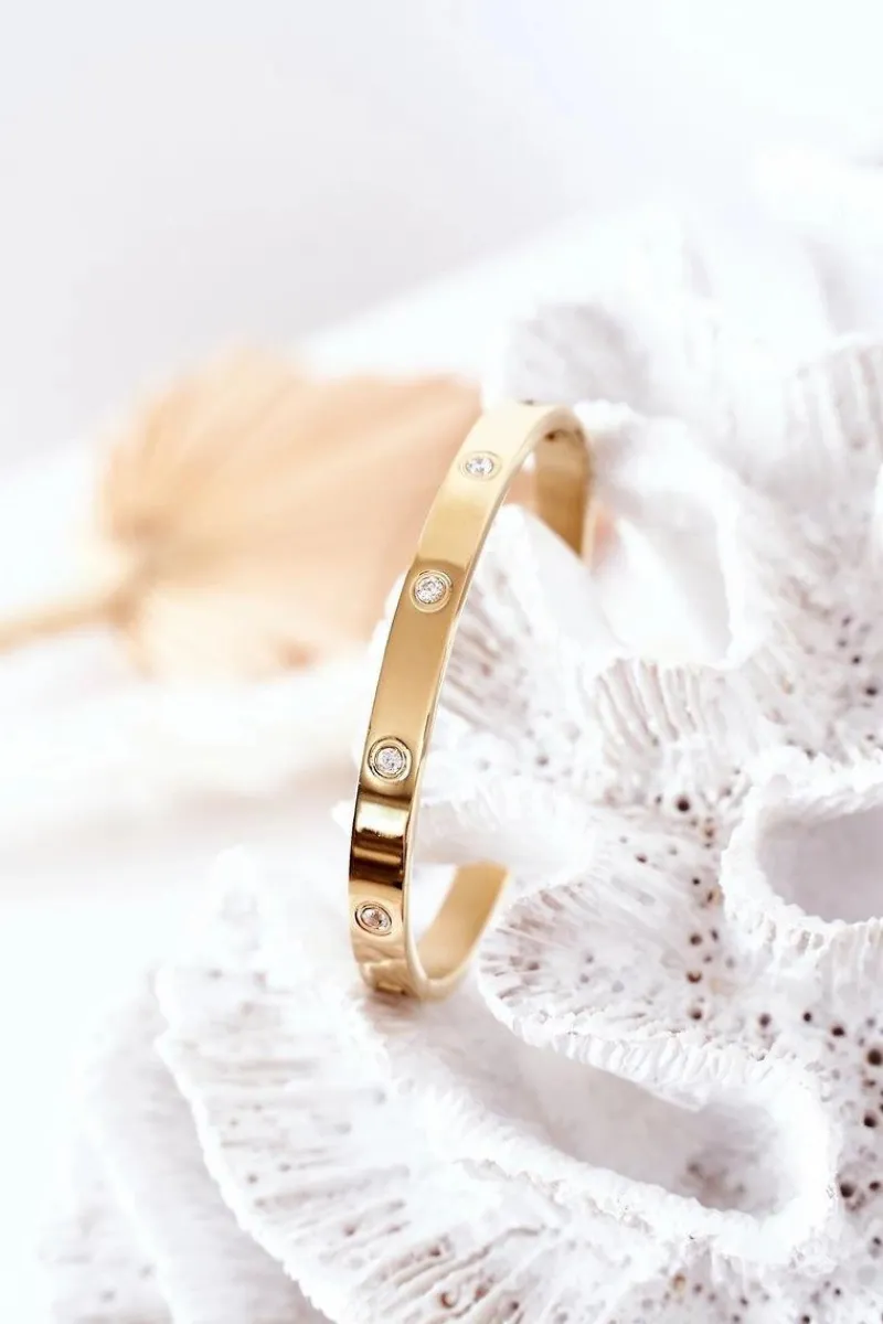 Online Bransoletka Stalowa Z Dużymi Cyrkoniami Złota Bransoletki