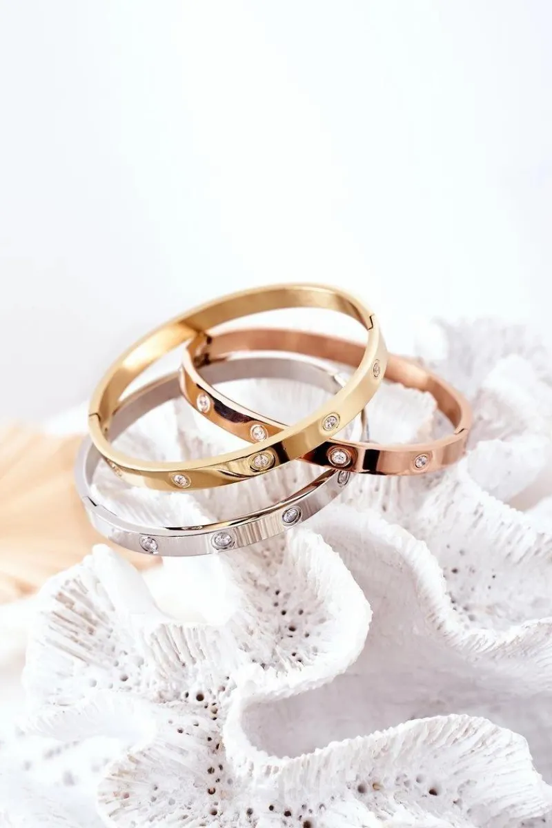 Online Bransoletka Stalowa Z Dużymi Cyrkoniami Złota Bransoletki