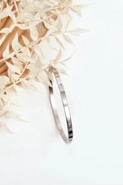 Bransoletki></noscript>Glam Chic Bransoletka Stalowa Z Małymi Cyrkoniami Srebrna Lauren