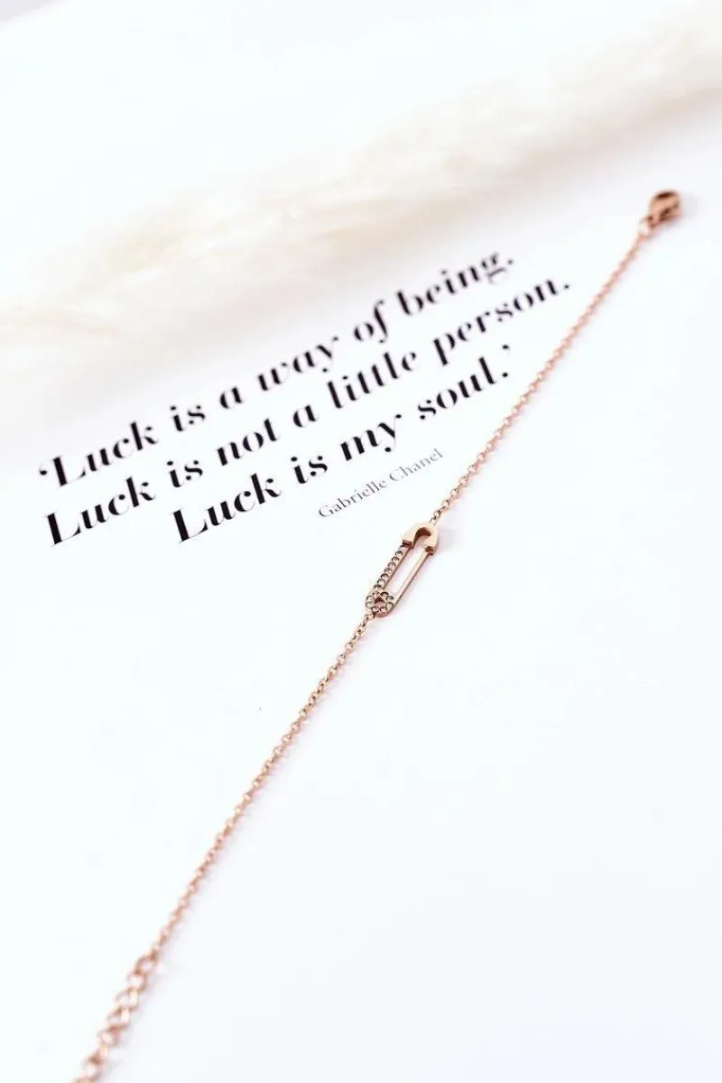 Bransoletki>Giorgio&Dario Bransoletka Z Agrafką I Cyrkoniami Różowe Złoto