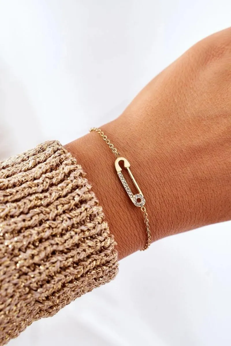 New Giorgio&Dario Bransoletka Z Agrafką I Cyrkoniami Złota