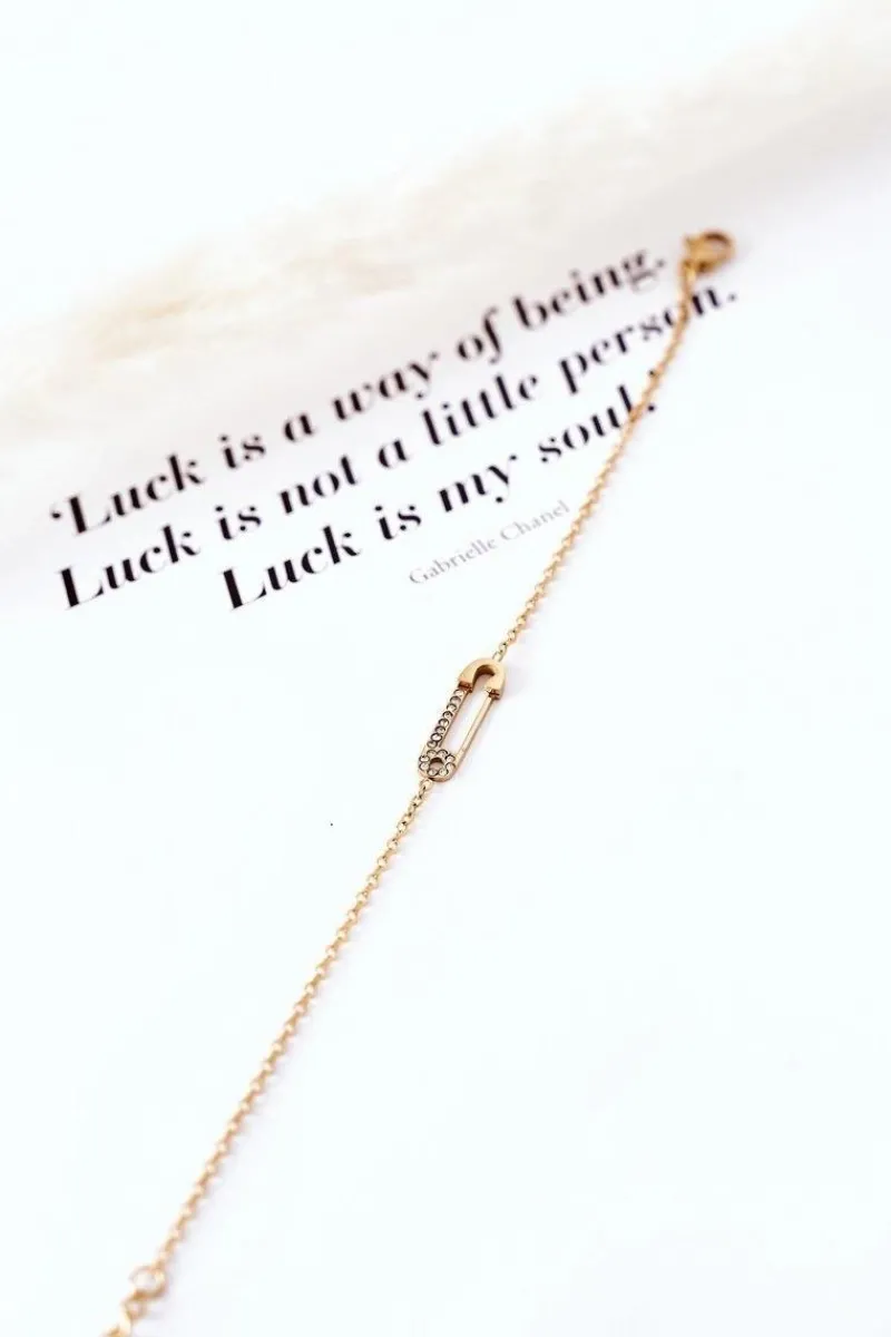 New Giorgio&Dario Bransoletka Z Agrafką I Cyrkoniami Złota