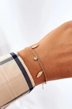 Bransoletki>Glam Chic Bransoletka Z Piórkami Oraz Cyrkoniami Złota