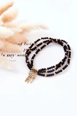 Bransoletki>Boto Bransoletka Z Zawieszką Łapacz Snów Czarno-Złota