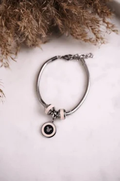 Boto Bransoletka z Zawieszkami Charms Różowo Srebrna Mouse