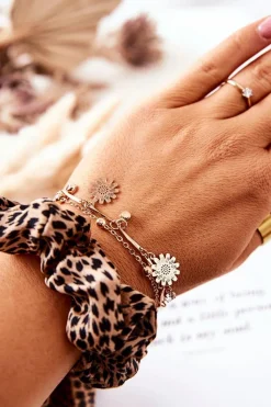 Bransoletki>Boto Bransoletka Z Zawieszkami Kwiatek Cyrkonie Złota Navali