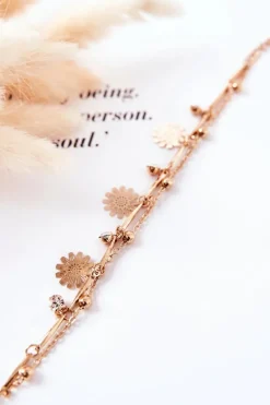 Bransoletki>Boto Bransoletka Z Zawieszkami Kwiatek Cyrkonie Złota Navali