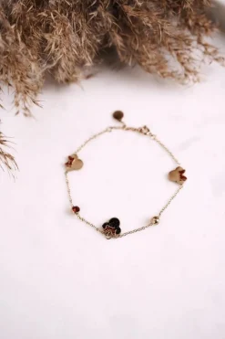 New Bransoletka z Zawieszkami Czerwone Cyrkonie Złota Minnie Bransoletki