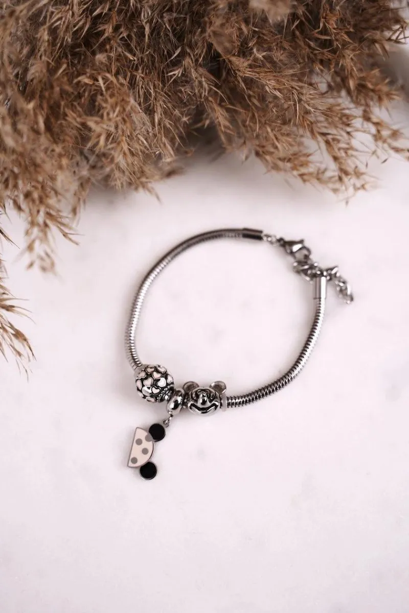 Bransoletki>Boto Bransoletka z Zawieszkami Charms Serduszka Srebrna Miki