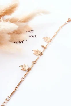 Bransoletki>Boto Bransoletka Zawieszki Liście Złote Mossali