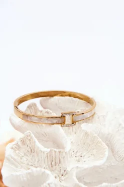 Clearance Glam Chic Bransoletka Ze Stali Nierdzewnej Perłowo-Złota